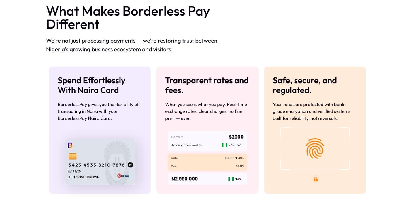 Live: “What makes Borderless Pay different” on the About page
