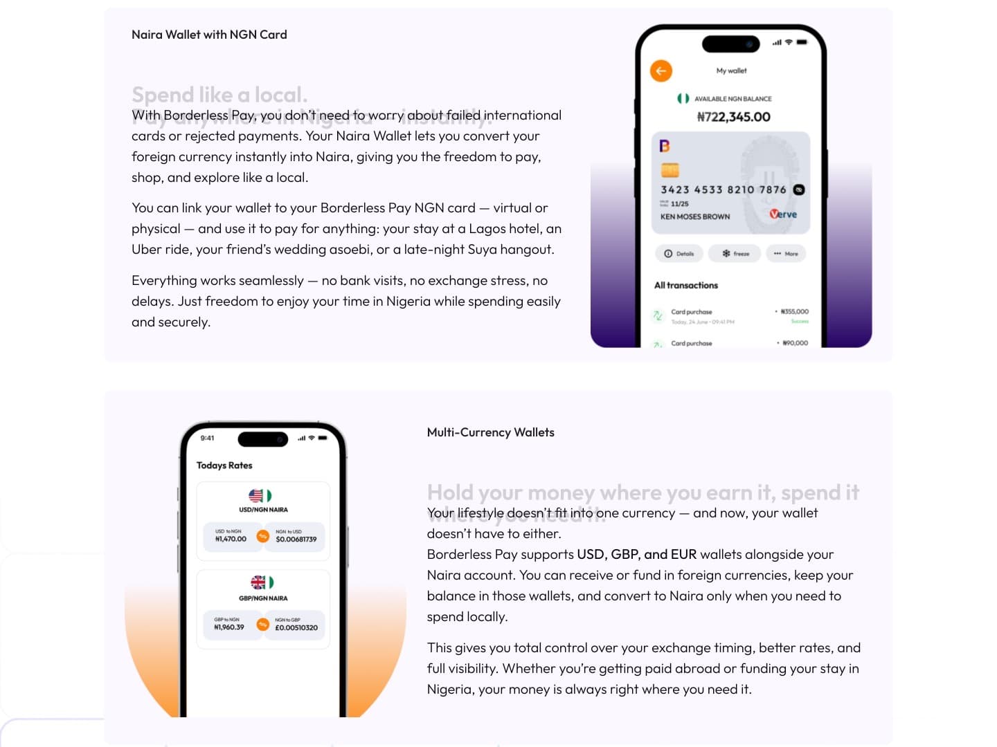 Live: long panels for the Naira wallet and multi-currency wallets