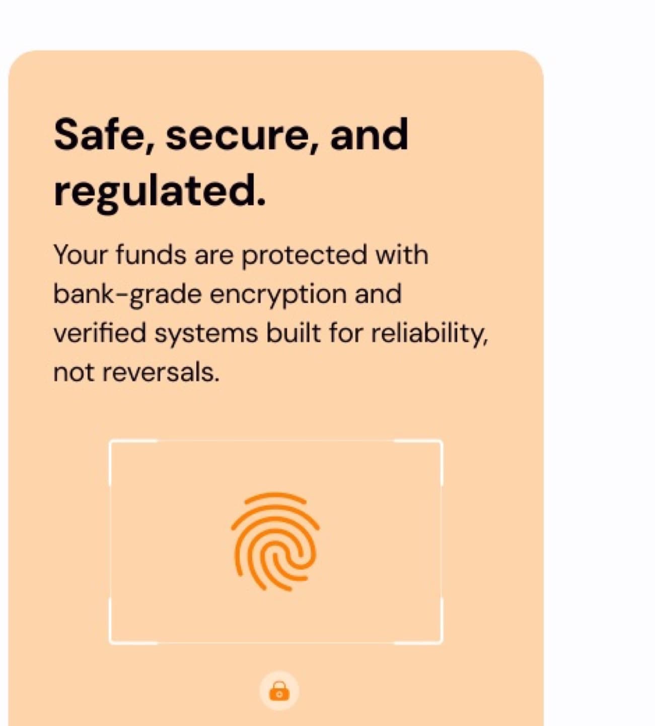 Approved design: the “Safe, secure, and regulated” card