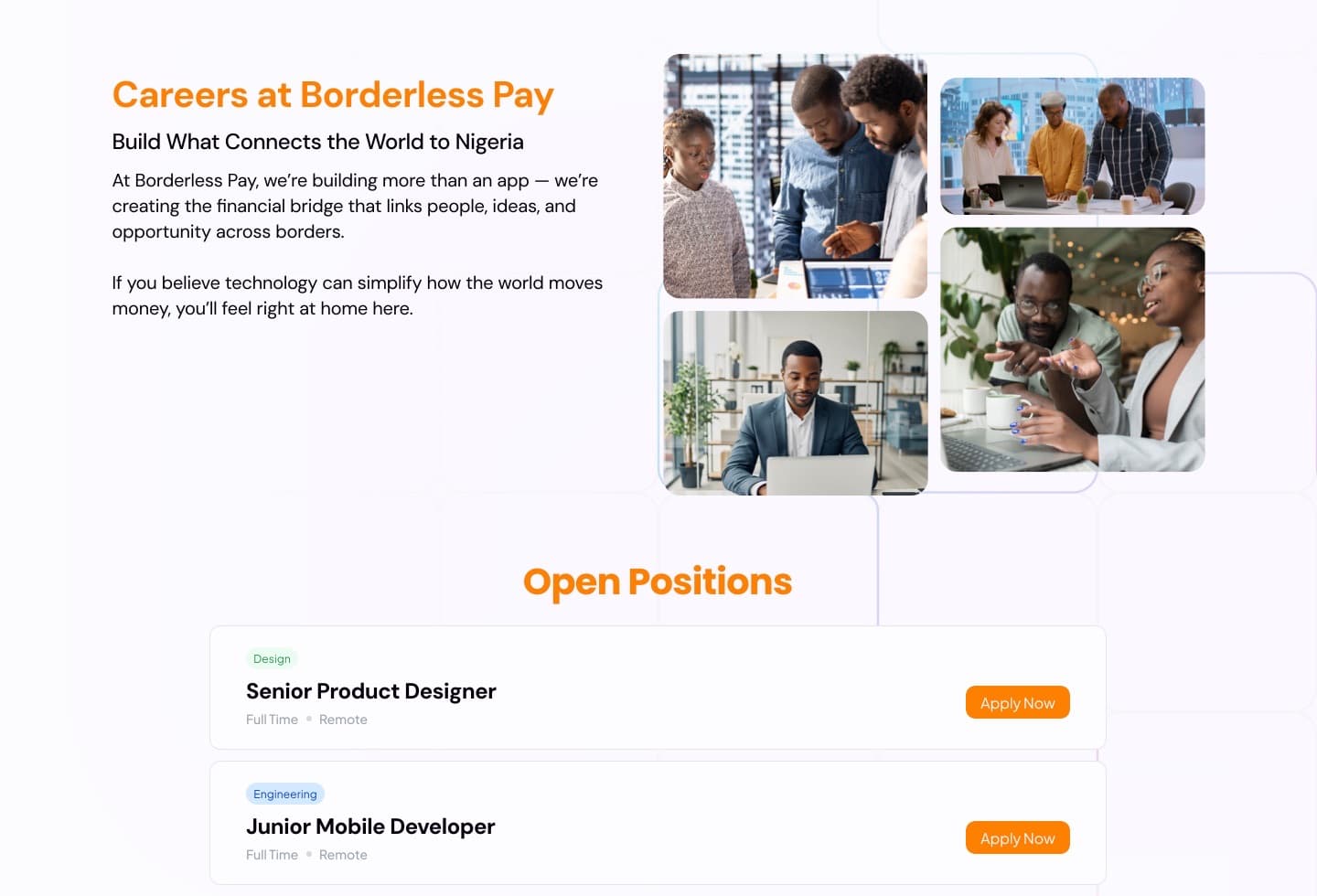 Approved design: careers and open positions at the foot of the About design
