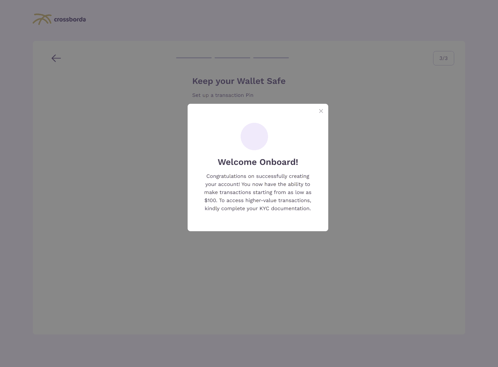 Old Welcome Onboard message after the BVN, selfie, password and PIN